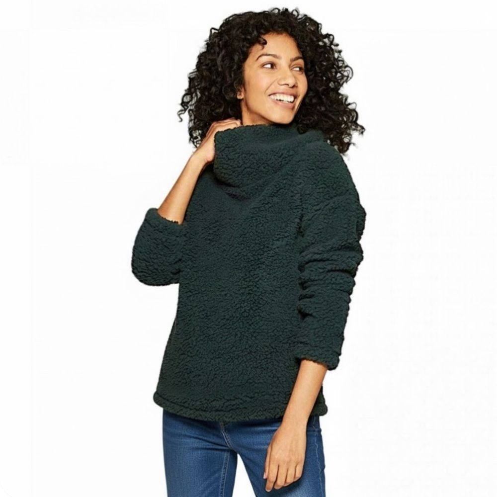 A New Day Green Sherpa Turtleneck Pullover Sweater NWT Size Medium
